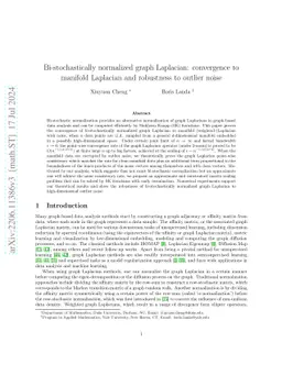 Bi-stochastically normalized graph Laplacian: convergence to manifold
  Laplacian and robustness to outlier noise