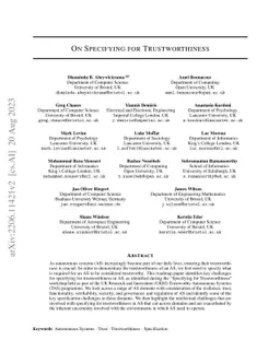 On Specifying for Trustworthiness