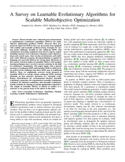 A Survey on Learnable Evolutionary Algorithms for Scalable
  Multiobjective Optimization