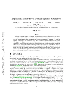Explanatory causal effects for model agnostic explanations