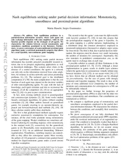 Nash equilibrium seeking under partial decision information:
  Monotonicity, smoothness and proximal-point algorithms