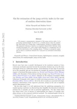 On the estimation of the jump activity index in the case of random
  observation times