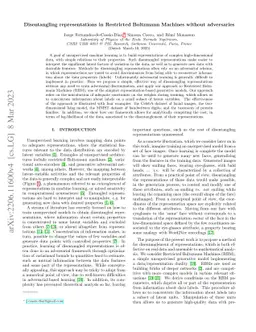 Disentangling representations in Restricted Boltzmann Machines without
  adversaries