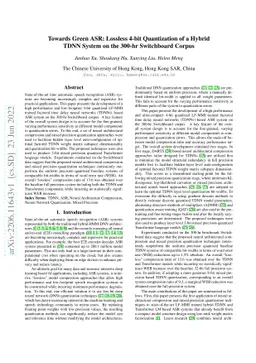 Towards Green ASR: Lossless 4-bit Quantization of a Hybrid TDNN System
  on the 300-hr Switchboard Corpus
