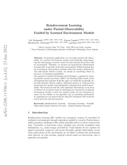 Reinforcement Learning under Partial Observability Guided by Learned
  Environment Models