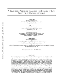 A Diagnostic Approach to Assess the Quality of Data Splitting in Machine
  Learning