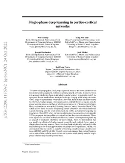 Single-phase deep learning in cortico-cortical networks