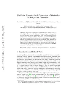 Obj2Sub: Unsupervised Conversion of Objective to Subjective Questions