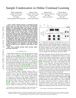 Sample Condensation in Online Continual Learning