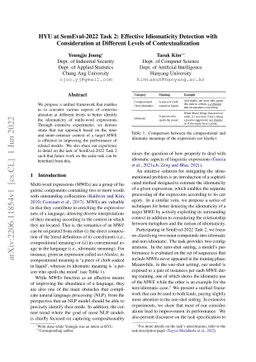 HYU at SemEval-2022 Task 2: Effective Idiomaticity Detection with
  Consideration at Different Levels of Contextualization