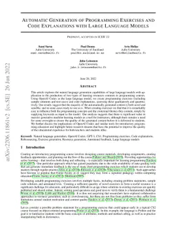 Automatic Generation of Programming Exercises and Code Explanations
  using Large Language Models