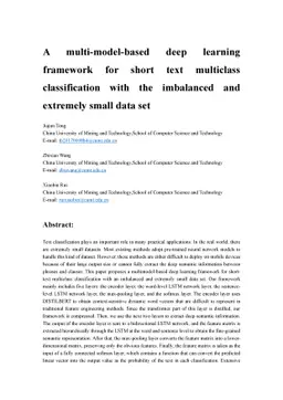 A multi-model-based deep learning framework for short text multiclass
  classification with the imbalanced and extremely small data set