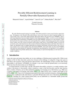 Provably Efficient Reinforcement Learning in Partially Observable
  Dynamical Systems