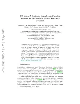 SC-Ques: A Sentence Completion Question Dataset for English as a Second
  Language Learners