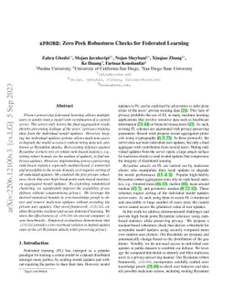 zPROBE: Zero Peek Robustness Checks for Federated Learning