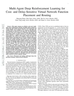 Multi-Agent Deep Reinforcement Learning for Cost- and Delay-Sensitive
  Virtual Network Function Placement and Routing