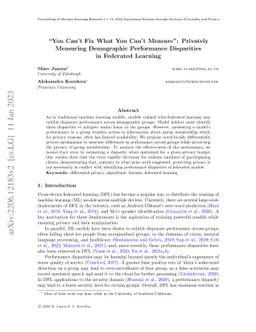 "You Can't Fix What You Can't Measure": Privately Measuring Demographic
  Performance Disparities in Federated Learning
