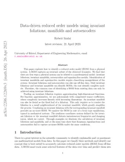 Data-driven reduced order models using invariant foliations, manifolds
  and autoencoders