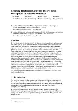 Learning Rhetorical Structure Theory-based descriptions of observed
  behaviour