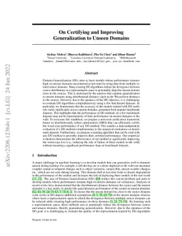 On Certifying and Improving Generalization to Unseen Domains