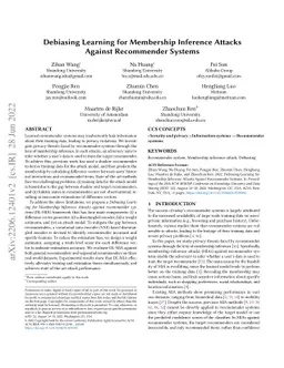 Debiasing Learning for Membership Inference Attacks Against Recommender
  Systems
