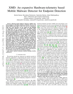 XMD: An Expansive Hardware-telemetry based Mobile Malware Detector to
  enhance Endpoint Detection
