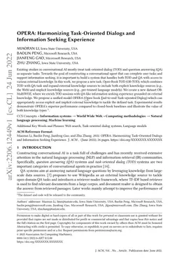 OPERA: Harmonizing Task-Oriented Dialogs and Information Seeking
  Experience