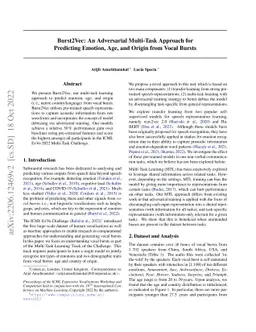 Burst2Vec: An Adversarial Multi-Task Approach for Predicting Emotion,
  Age, and Origin from Vocal Bursts