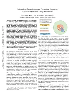 Interaction-Dynamics-Aware Perception Zones for Obstacle Detection
  Safety Evaluation
