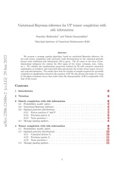 Variational Bayesian inference for CP tensor completion with side
  information