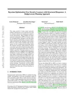 Bayesian Optimization Over Iterative Learners with Structured Responses:
  A Budget-aware Planning Approach