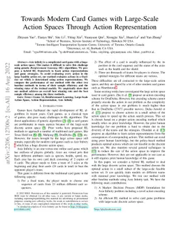 Towards Modern Card Games with Large-Scale Action Spaces Through Action
  Representation