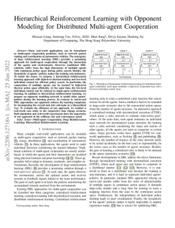 Hierarchical Reinforcement Learning with Opponent Modeling for
  Distributed Multi-agent Cooperation