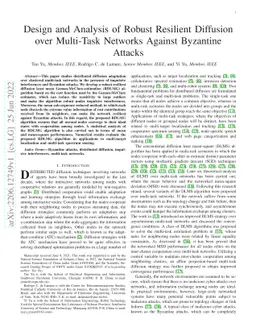 Design and Analysis of Robust Resilient Diffusion over Multi-Task
  Networks Against Byzantine Attacks
