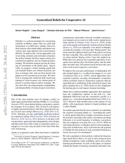 Generalized Beliefs for Cooperative AI