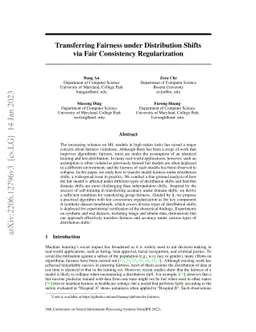 Transferring Fairness under Distribution Shifts via Fair Consistency
  Regularization