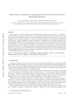 Breast Cancer Classification using Deep Learned Features Boosted with
  Handcrafted Features