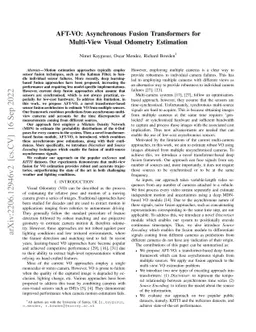 AFT-VO: Asynchronous Fusion Transformers for Multi-View Visual Odometry
  Estimation
