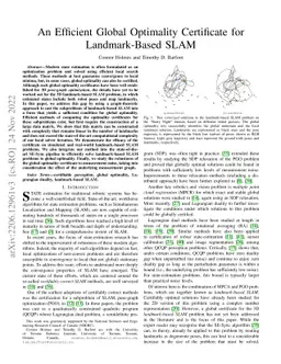 An Efficient Global Optimality Certificate for Landmark-Based SLAM