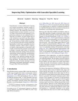 Improving Policy Optimization with Generalist-Specialist Learning