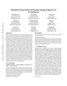 Automatic Generation of Product-Image Sequence in E-commerce