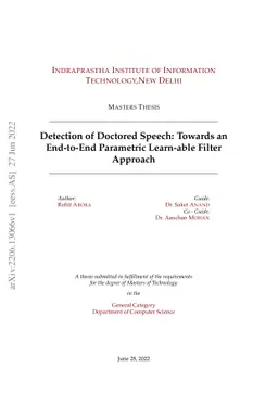 Detection of Doctored Speech: Towards an End-to-End Parametric
  Learn-able Filter Approach