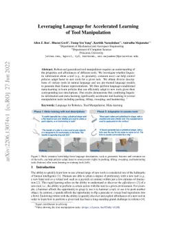 Leveraging Language for Accelerated Learning of Tool Manipulation