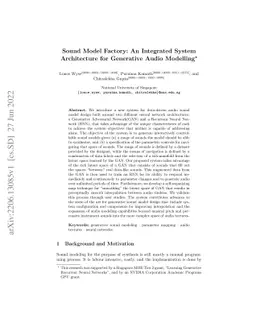 Sound Model Factory: An Integrated System Architecture for Generative
  Audio Modelling