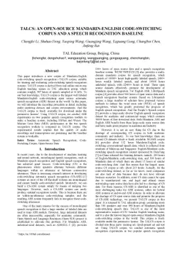 TALCS: An Open-Source Mandarin-English Code-Switching Corpus and a
  Speech Recognition Baseline