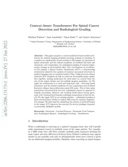 Context-Aware Transformers For Spinal Cancer Detection and Radiological
  Grading
