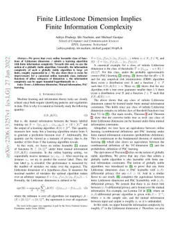 Finite Littlestone Dimension Implies Finite Information Complexity