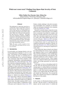 Which one is more toxic? Findings from Jigsaw Rate Severity of Toxic
  Comments