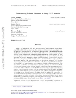 Discovering Salient Neurons in Deep NLP Models