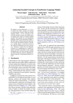 Analyzing Encoded Concepts in Transformer Language Models